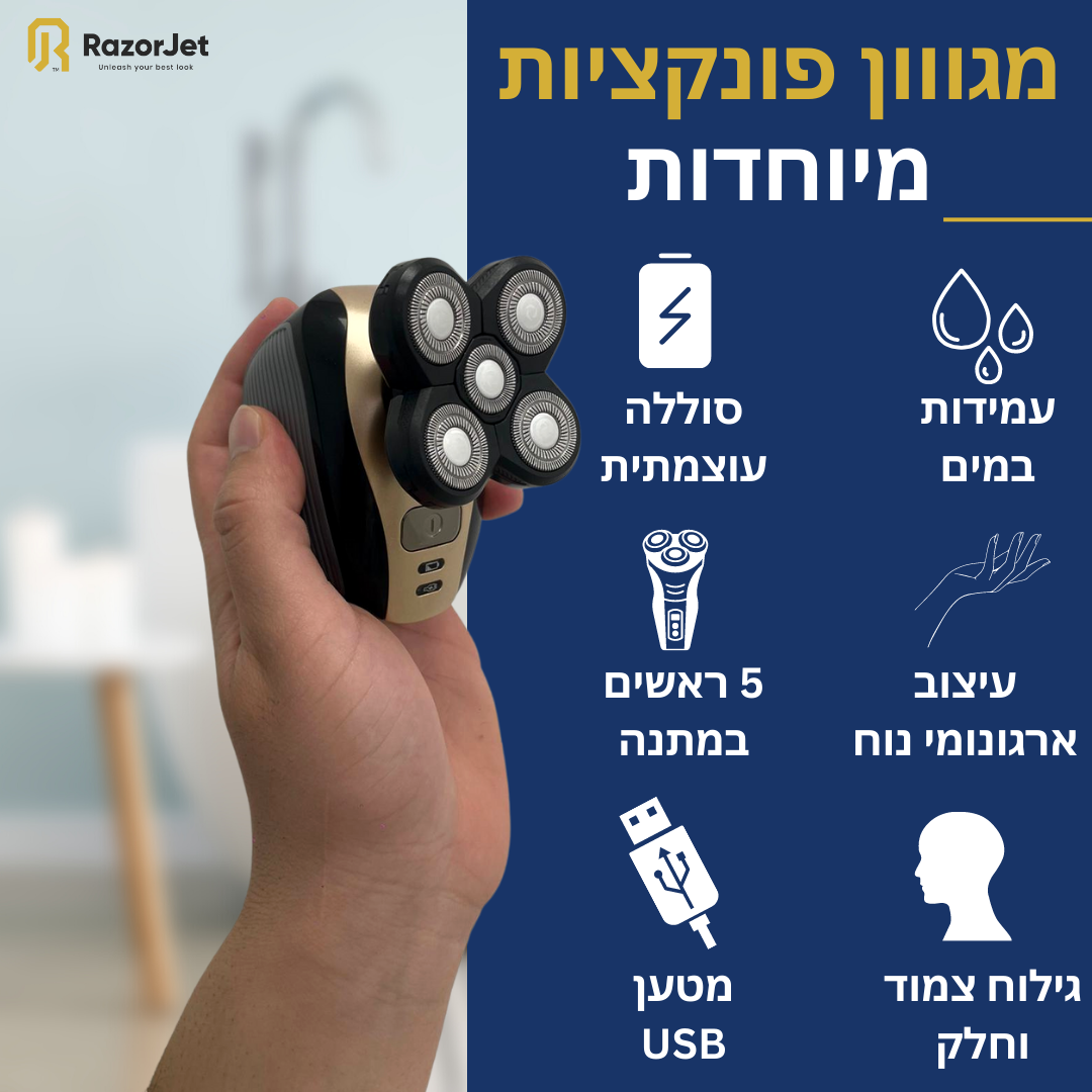 ערכת הגילוח האולטימטיבית לראש (3X להבים + תיק נשיאה) | RAZORJET